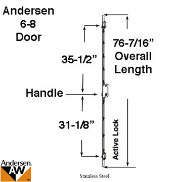 Andersen Active Multipoint Lock, Fwh68 Door - Stainless Steel - 2578191